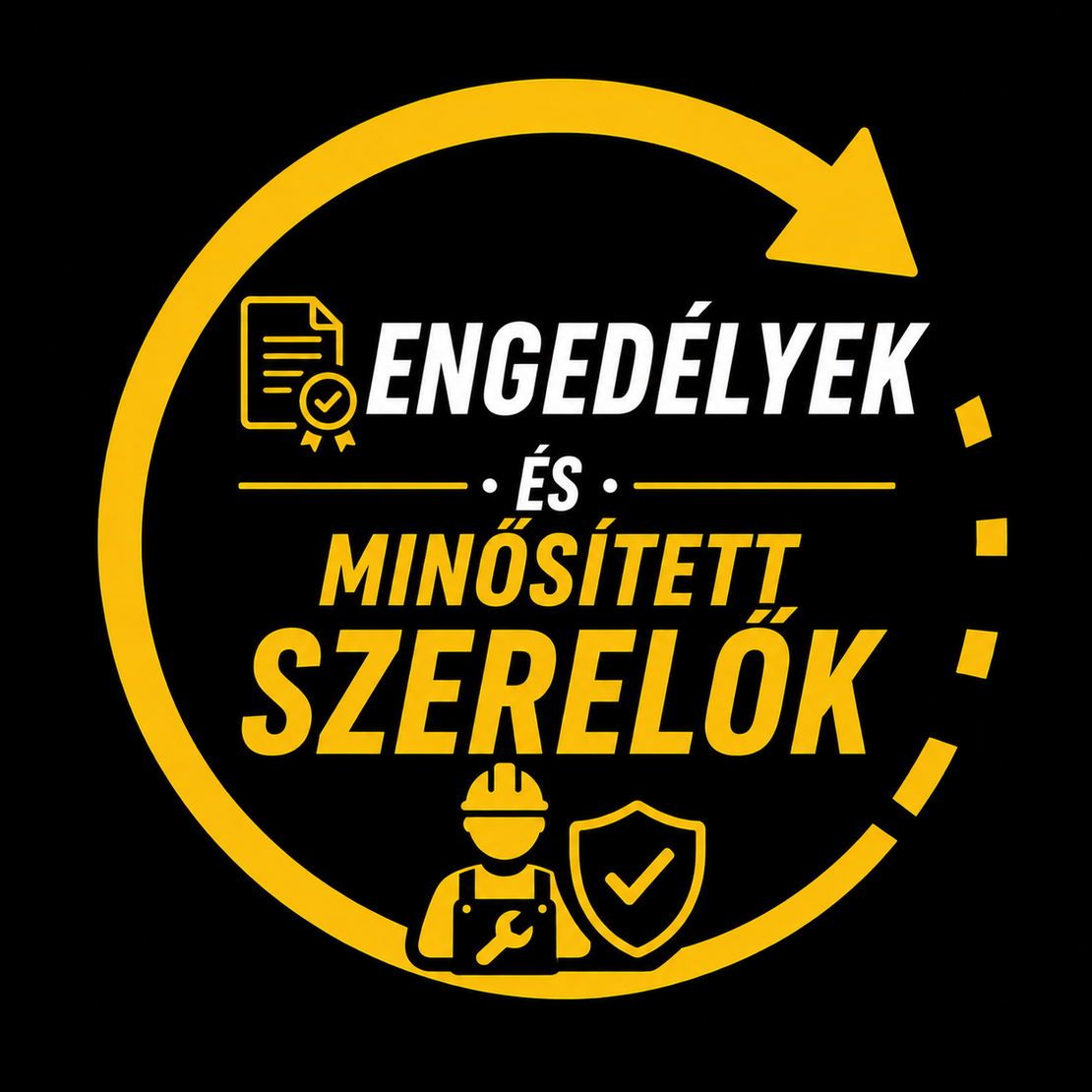 Szerelő hivatalos engedélyt és minősítési dokumentumot tart a kezében.